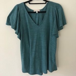 Anthropologie Eri + Ali Flutter Sleeve Tee Size M